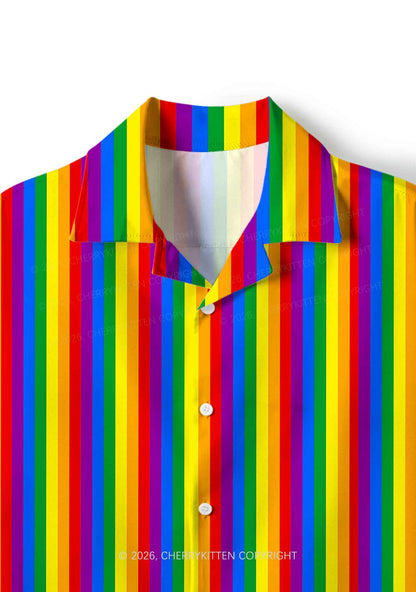Rainbow Flag Pride Y2K Print Hawaiian Shirt Cherrykitten