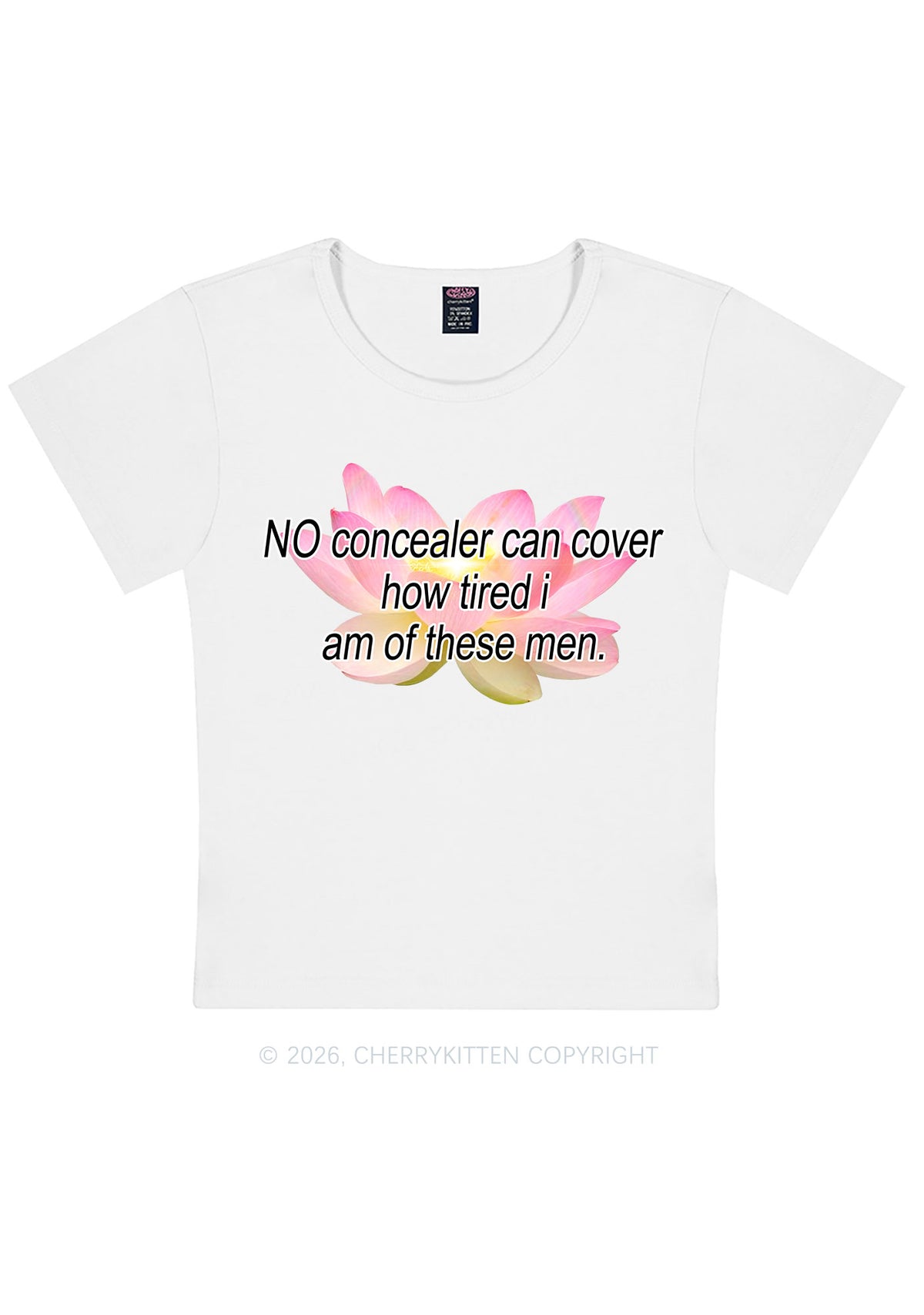 No Concealer Can Cover Men Y2K Baby Tee Cherrykitten
