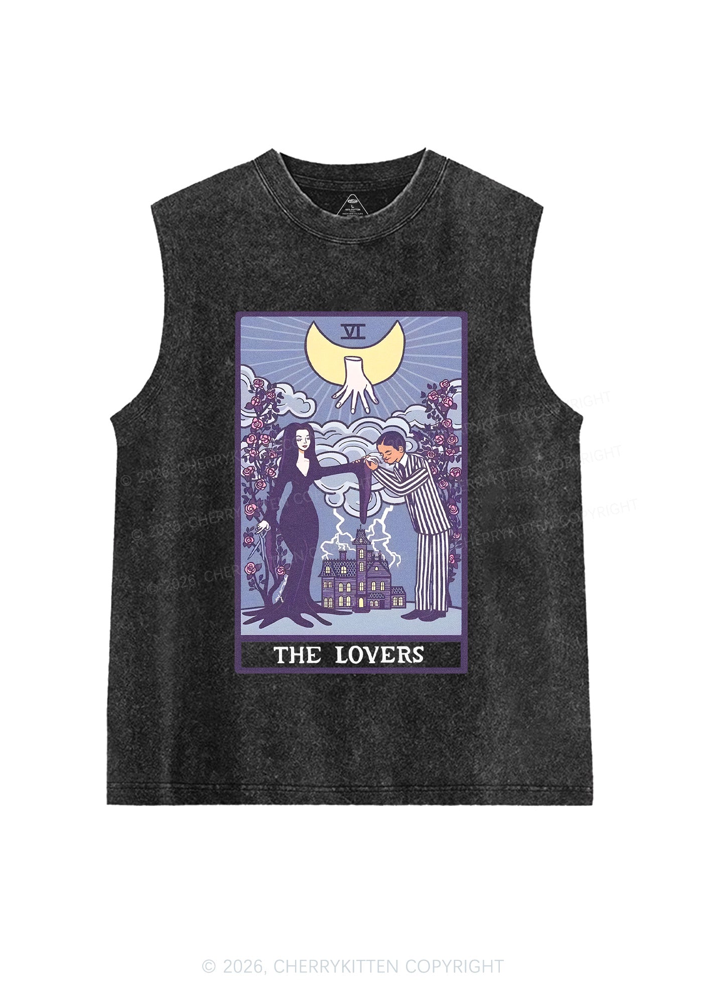 Halloween The Lovers Y2K Washed Muscle Tank Cherrykitten