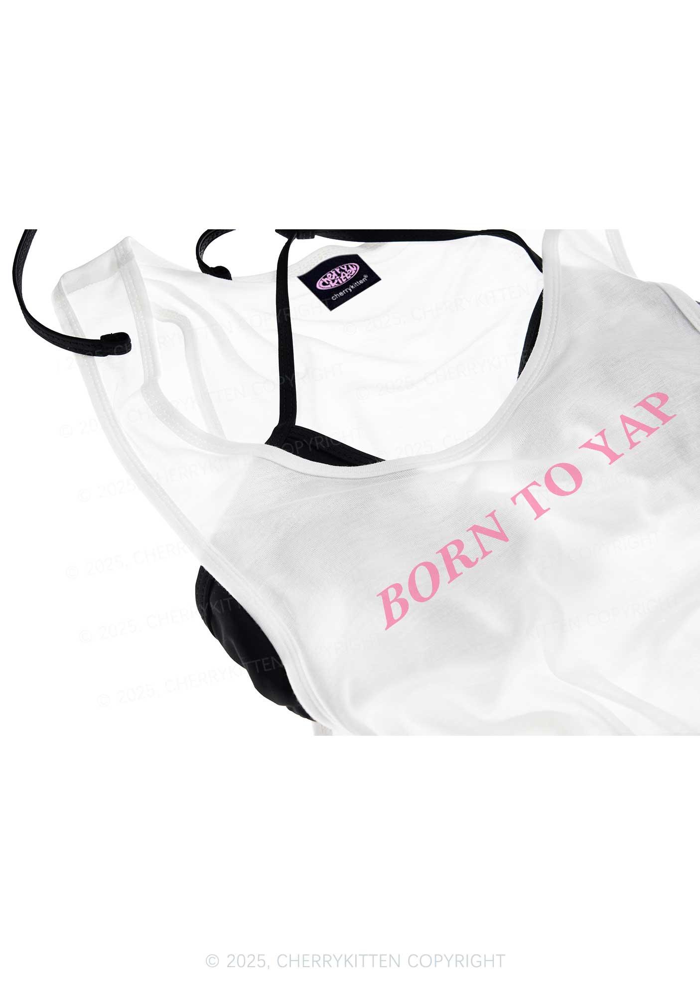 Born To Yap Y2K Sheer Boyfriend Tank Cherrykitten
