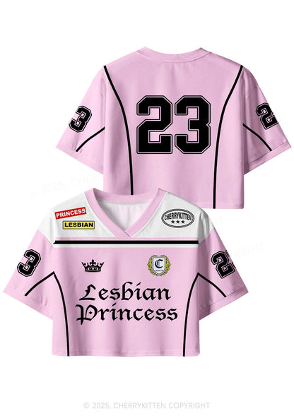 Custom White Lesbian Princess Pride Y2K Crop Sport Jersey Shirts Cherrykitten
