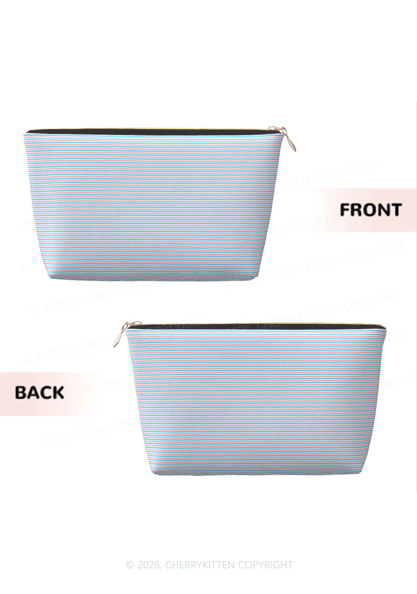 Trans Stripes Pride Y2K Makeup Bag Cherrykitten