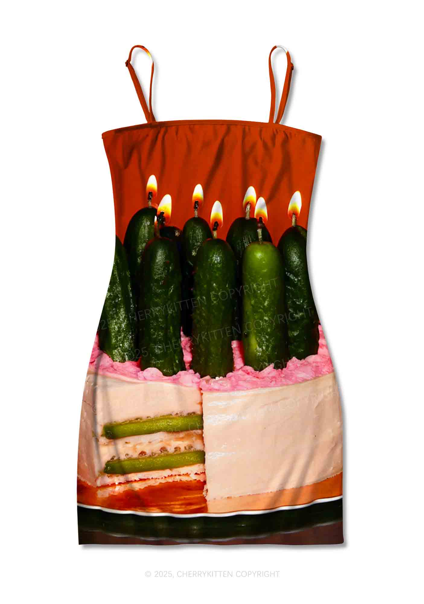 Pickle Cake Y2K Print Slip Dress Cherrykitten