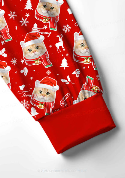Custom Candy Cat Face Y2K Print Long Sleeve Pajama Set Cherrykitten