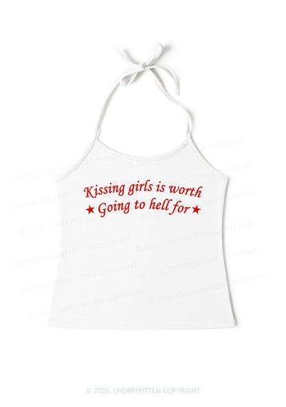 Kissing Girls is Worth Pride Y2K Halter Neck Cami Cherrykitten