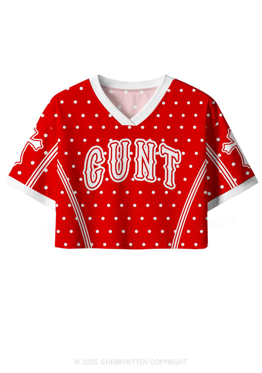 Custom Red Polka Dots Cxxt Y2K Crop Sport Jersey Shirts Cherrykitten
