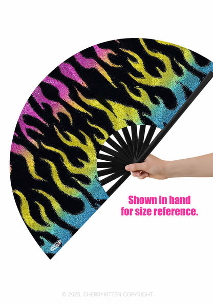Pansexuality Flame Pride Y2K Rave Hand Fan Cherrykitten