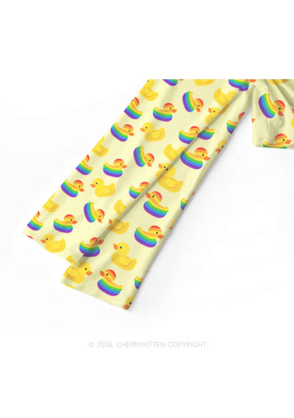 Rainbow Ducks Pride Y2K Mesh Long Sleeve Crop Top Cherrykitten