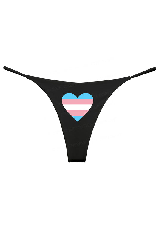 Trans Heart Pride Y2K Bikini String Thong Cherrykitten