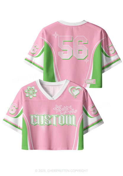 Custom Team Pink Mint Heart Y2K Crop Sport Jersey Shirts Cherrykitten