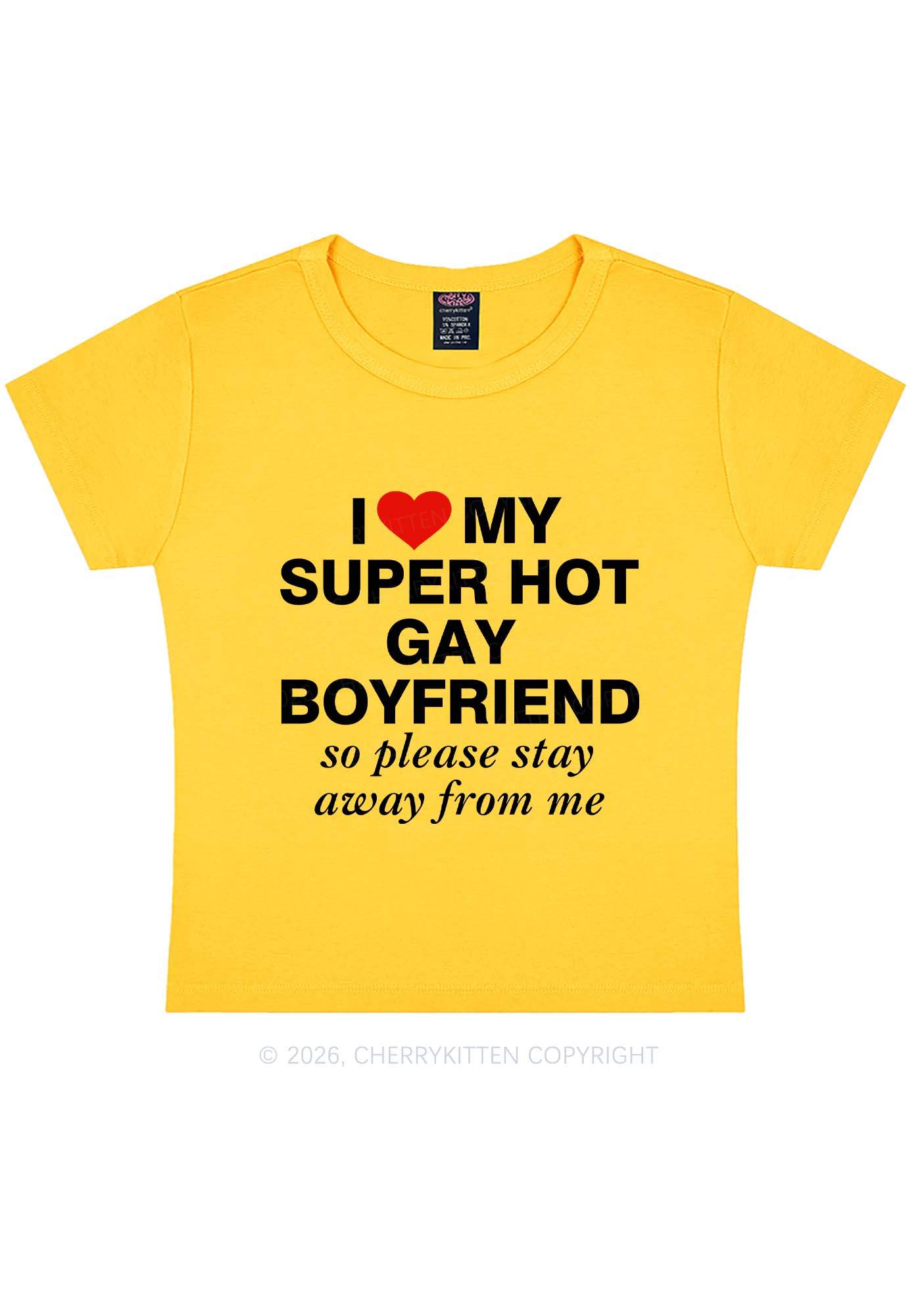 I Love My Super Hot Gay BF Pride Y2K Baby Tee Cherrykitten