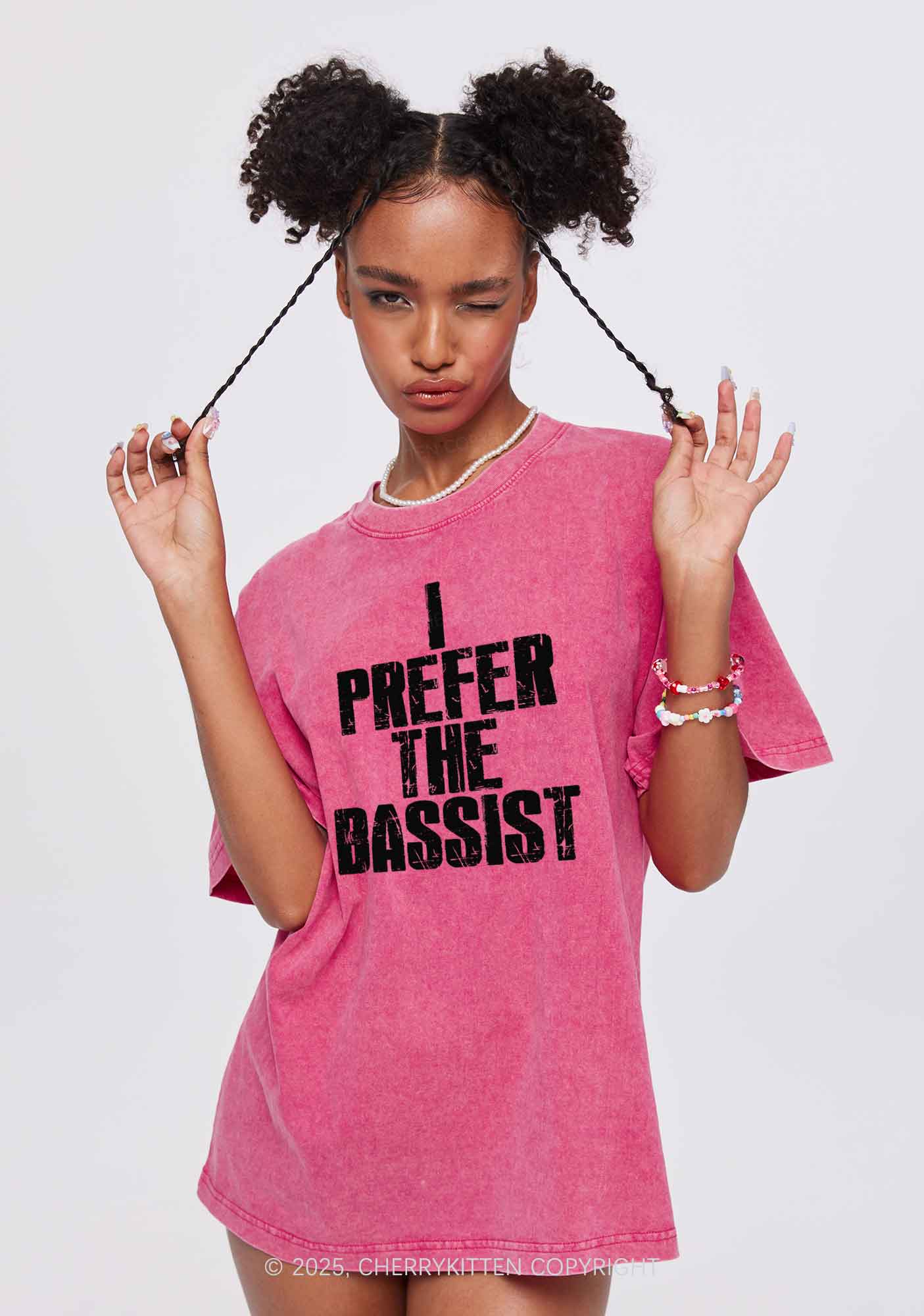 I Prefer The Bassist Y2K Shirts Washed Tee Cherrykitten
