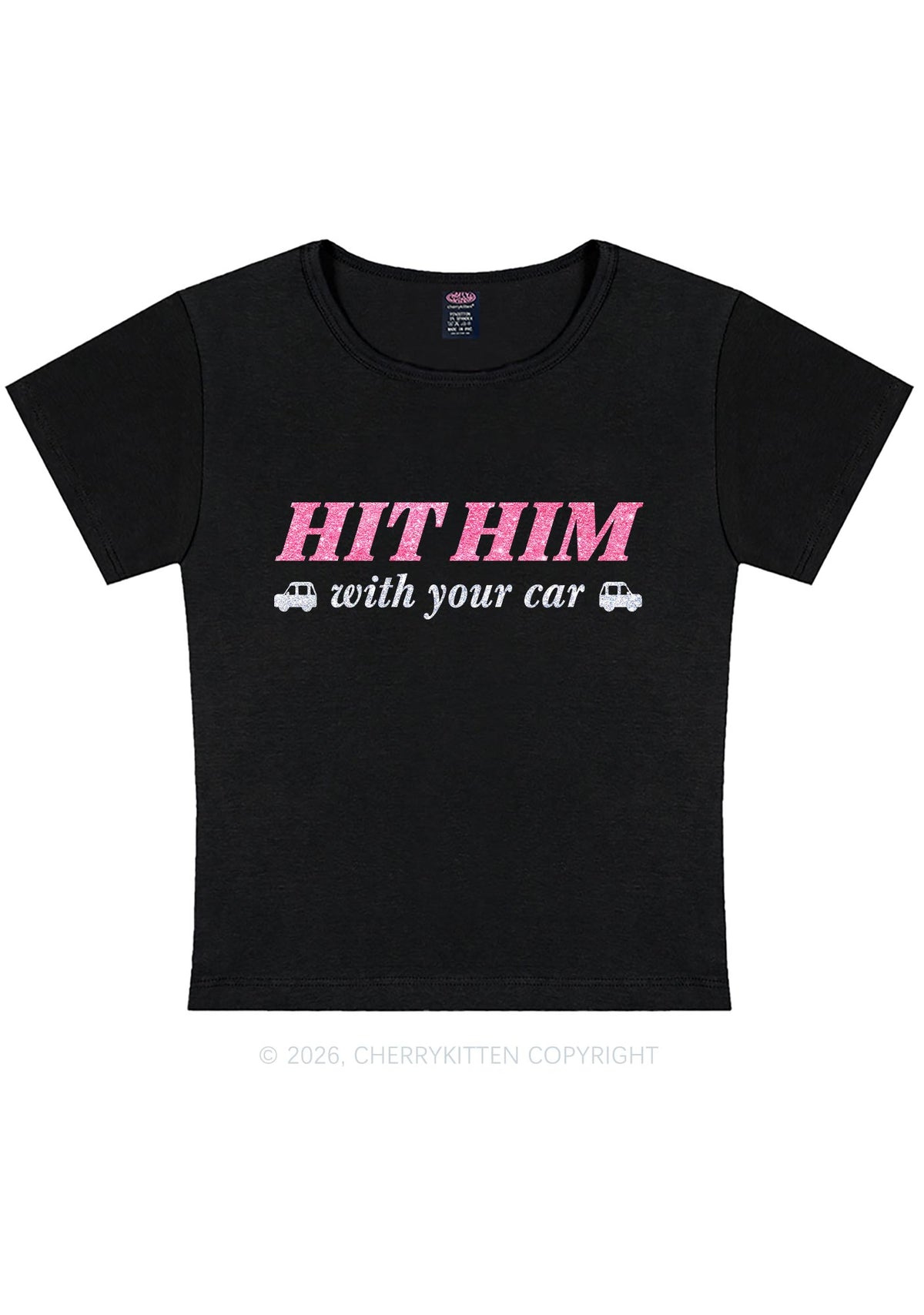 Glitter Hit Him Y2K Baby Tee Cherrykitten