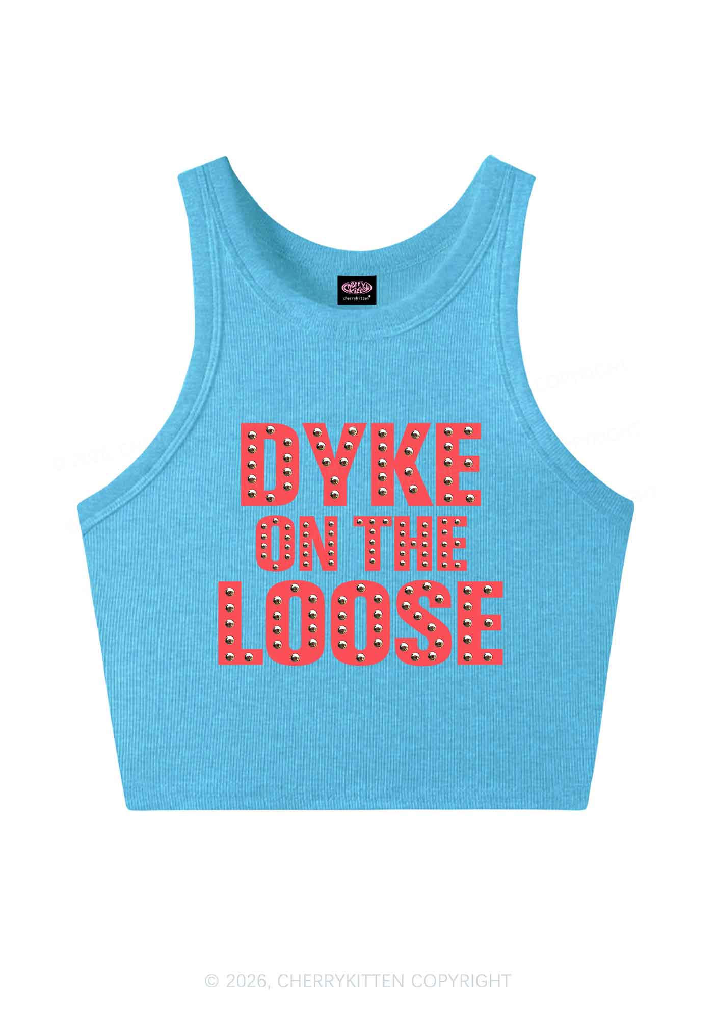 Dyke On The Loose Pride Y2K Crop Tank Top Cherrykitten