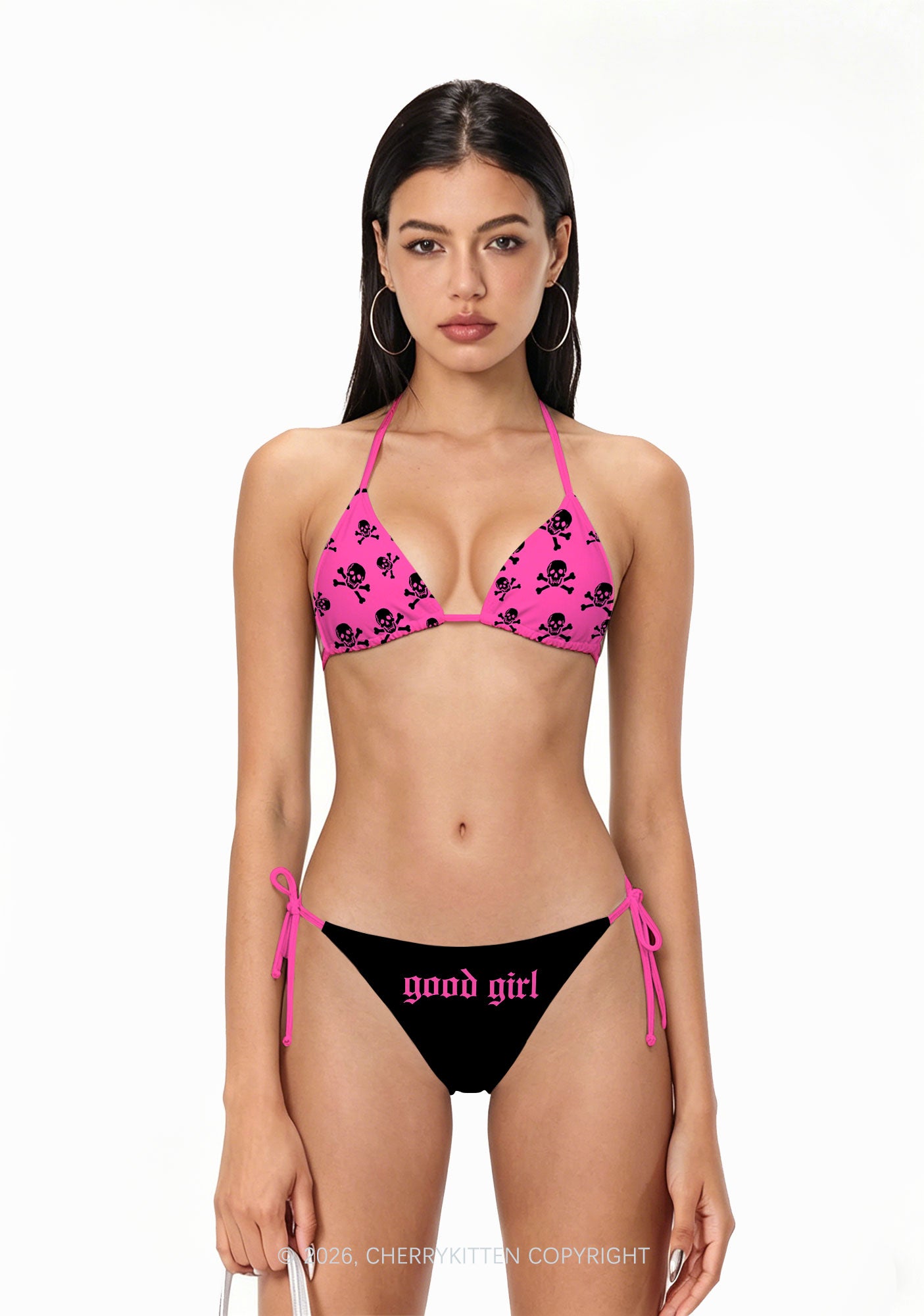 Good Girl Skulls Y2K Print Bikini Set Cherrykitten