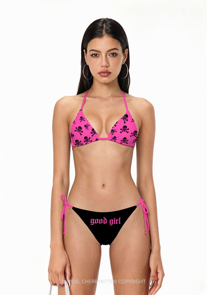 Good Girl Skulls Y2K Print Bikini Set Cherrykitten