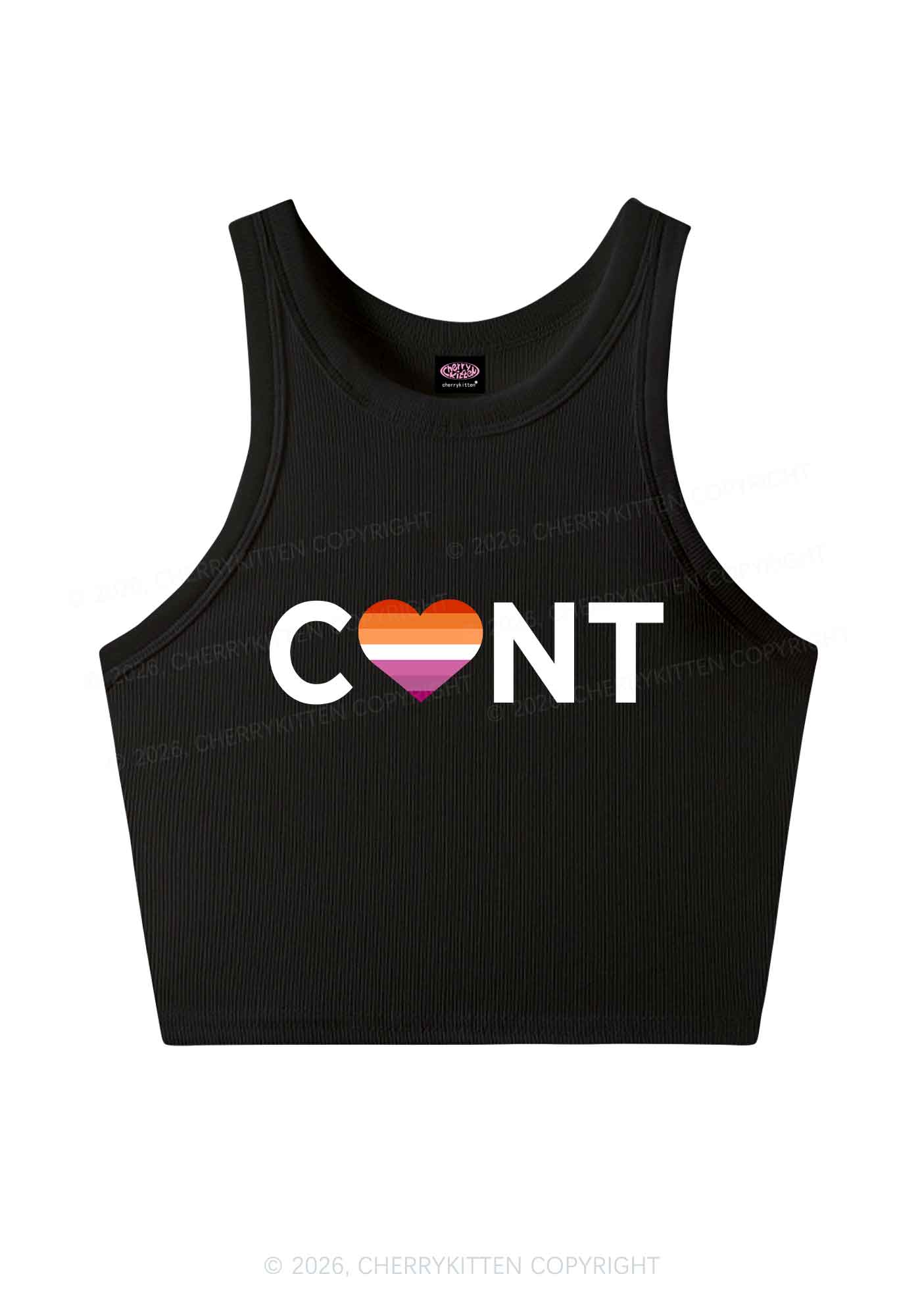 Lesbian Heart Cxxt Pride Y2K Crop Tank Top Cherrykitten