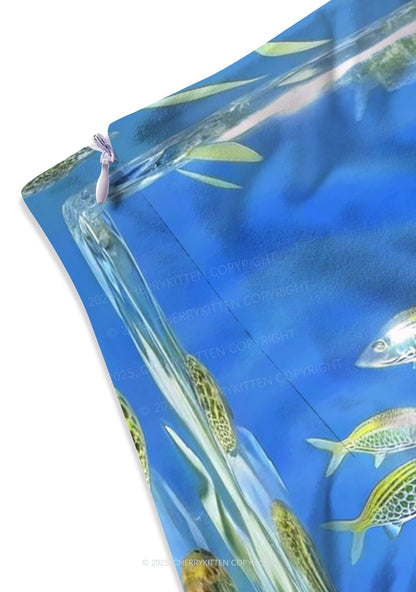 Undersea Fish Y2K Print Mini Skirt Cherrykitten