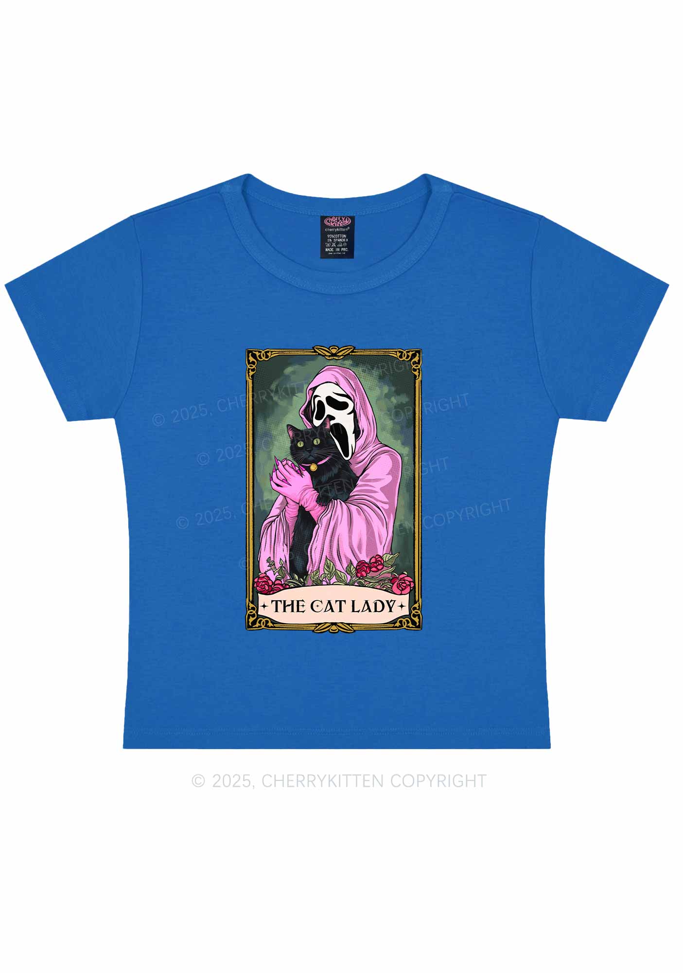 Halloween The Skull Cat Lady Y2K Baby Tee Cherrykitten