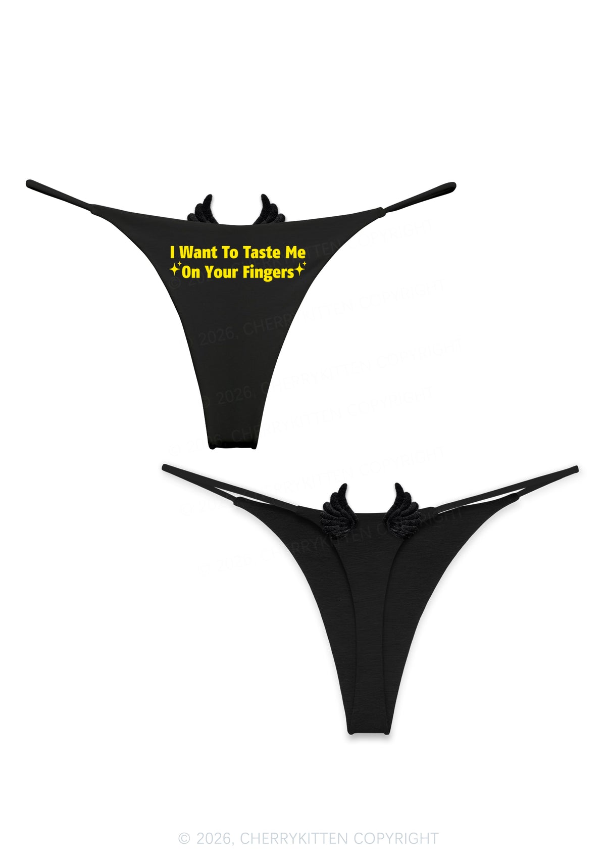 Taste Me On Fingers Y2K Goth Angel Wings Bikini String Thong Cherrykitten