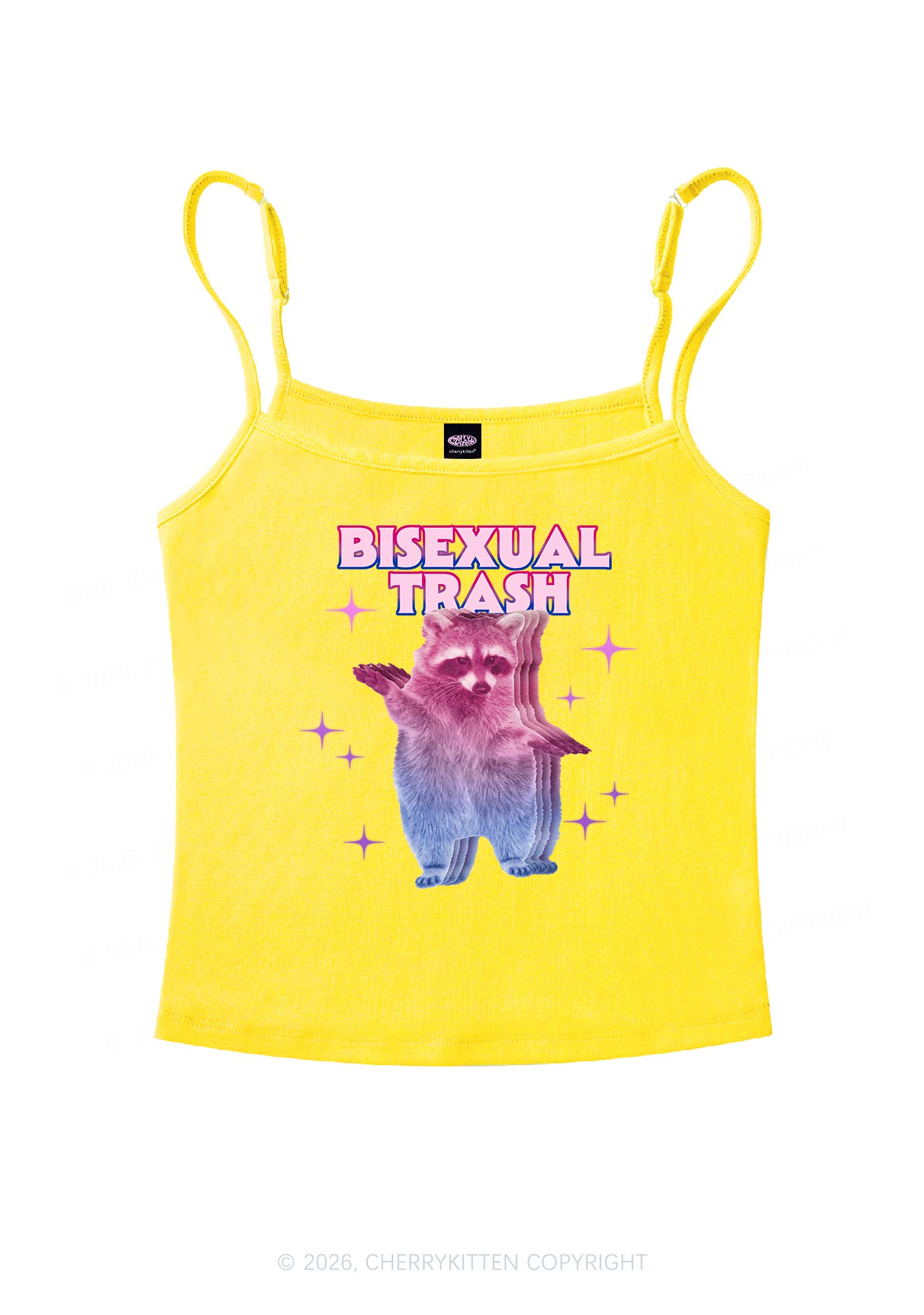 Bisexual Trash Raccoon Pride Y2K Spaghetti Strap Cami Cherrykitten
