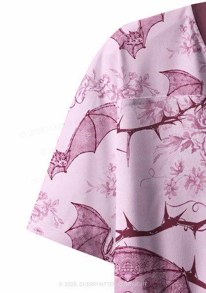 Pink Bat Y2K Crop Sport Jersey Shirts Cherrykitten