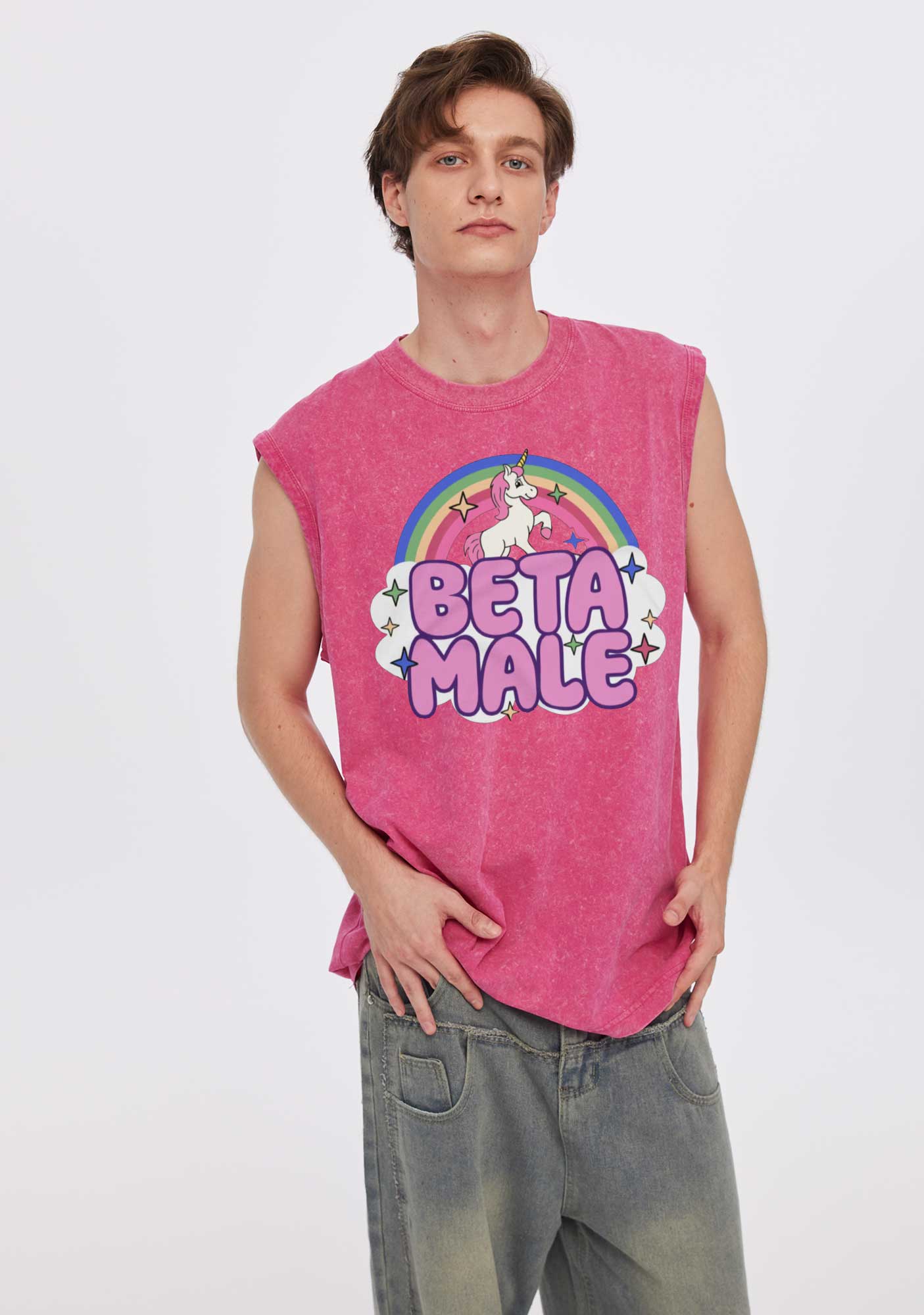 Beta Male Unicorn Y2K Washed Tank Cherrykitten