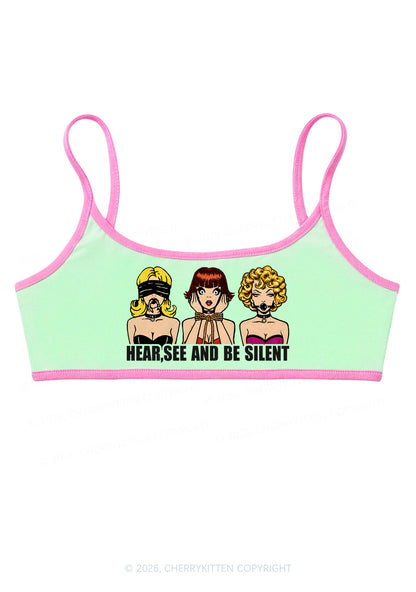Hear See Be Silent Y2K Super Crop Cami Cherrykitten