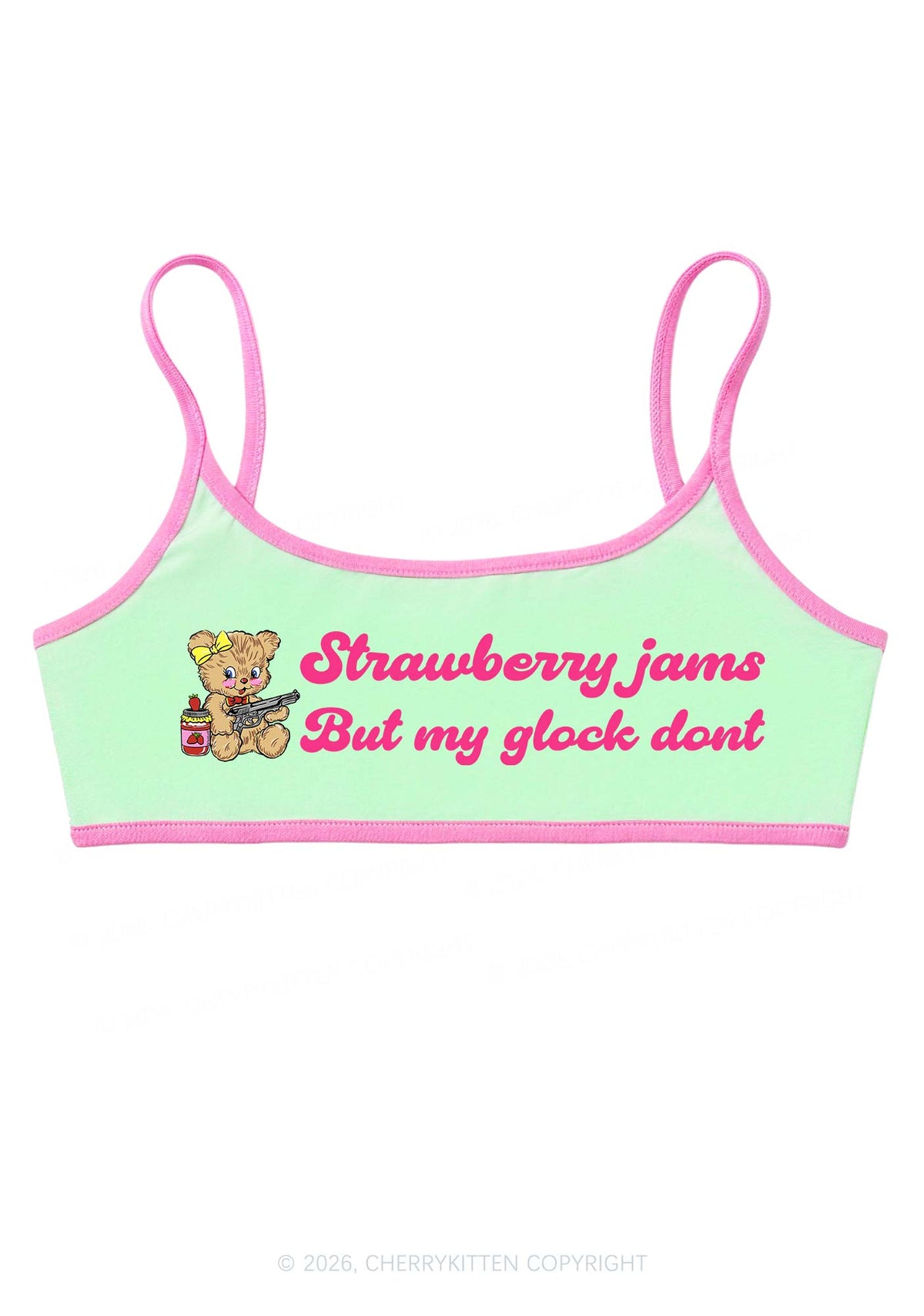 Strawberry Jams Bear Y2K Super Crop Cami Cherrykitten
