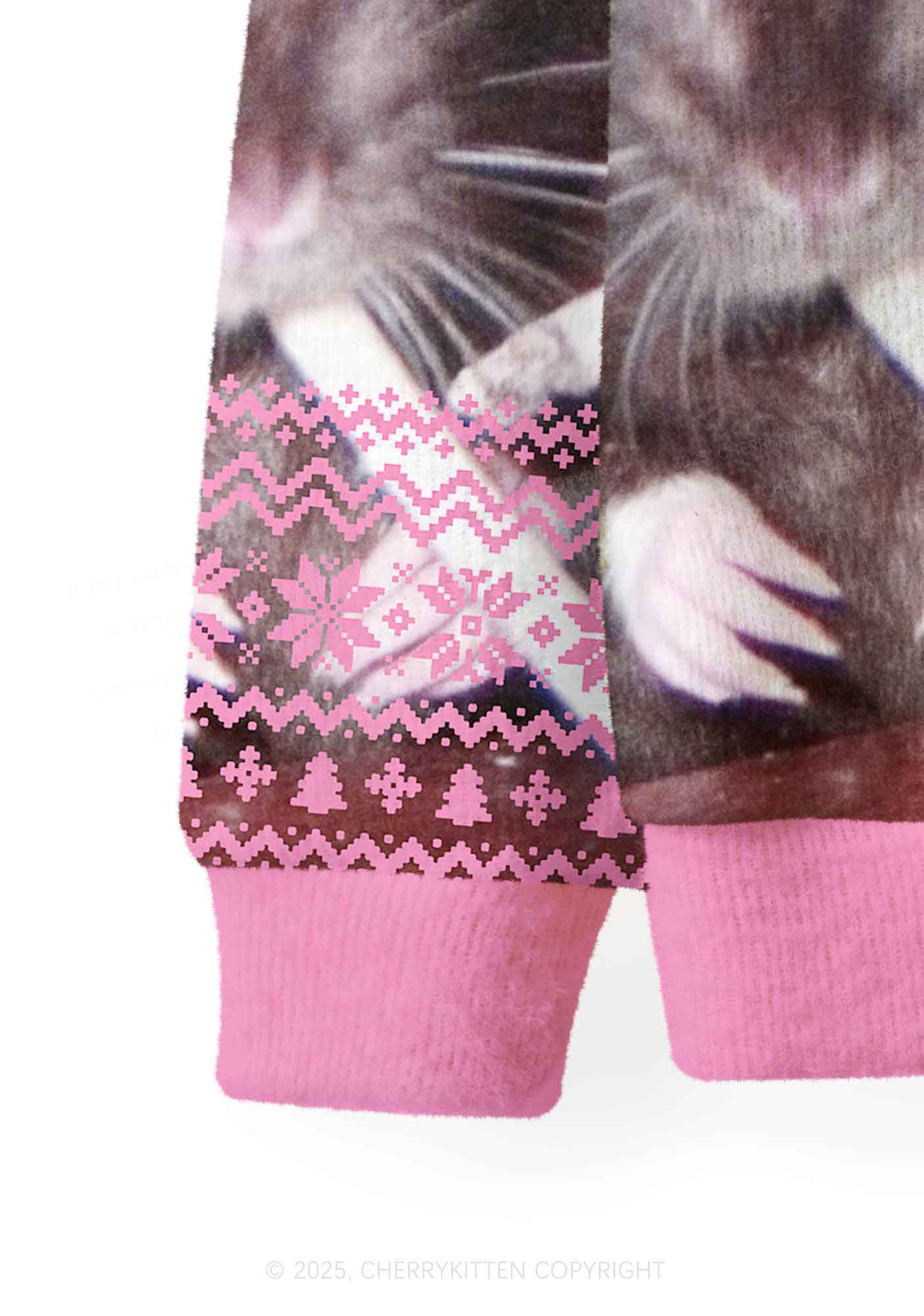 Pink Smoking Rats Y2K Christmas Cardigan Knit Sweatshirt Cherrykitten