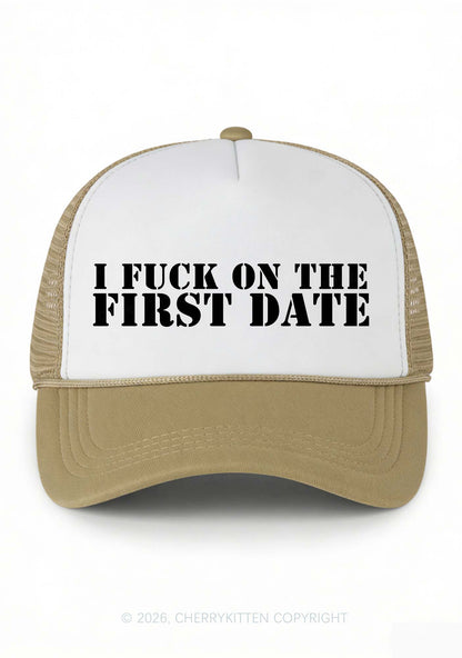 Fxxk On First Date Y2K Colorblock Trucker Hat Cherrykitten