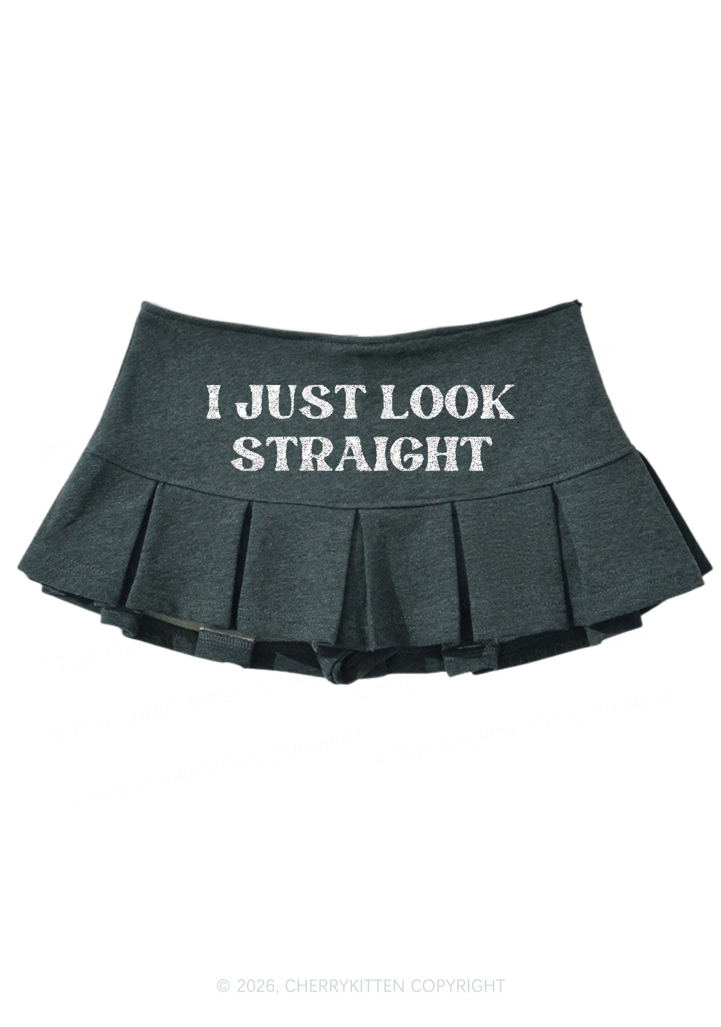 Glitter I Just Look Straight Pride Y2K Mini Pleated Skirts Cherrykitten