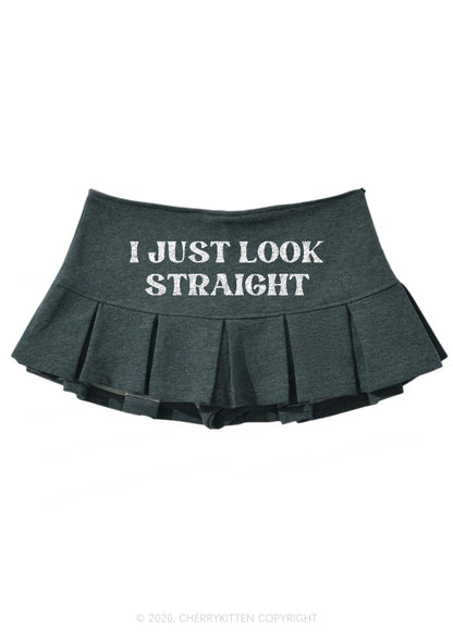 Glitter I Just Look Straight Pride Y2K Mini Pleated Skirts Cherrykitten