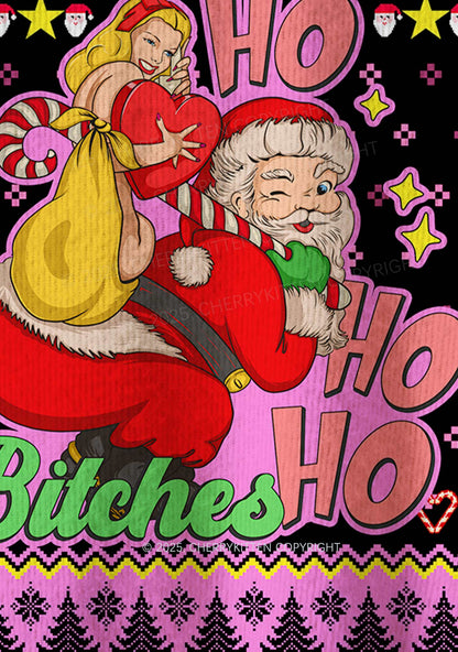 Ho Ho Ho Bxxches Y2K Christmas Knit Sweatshirt Cherrykitten