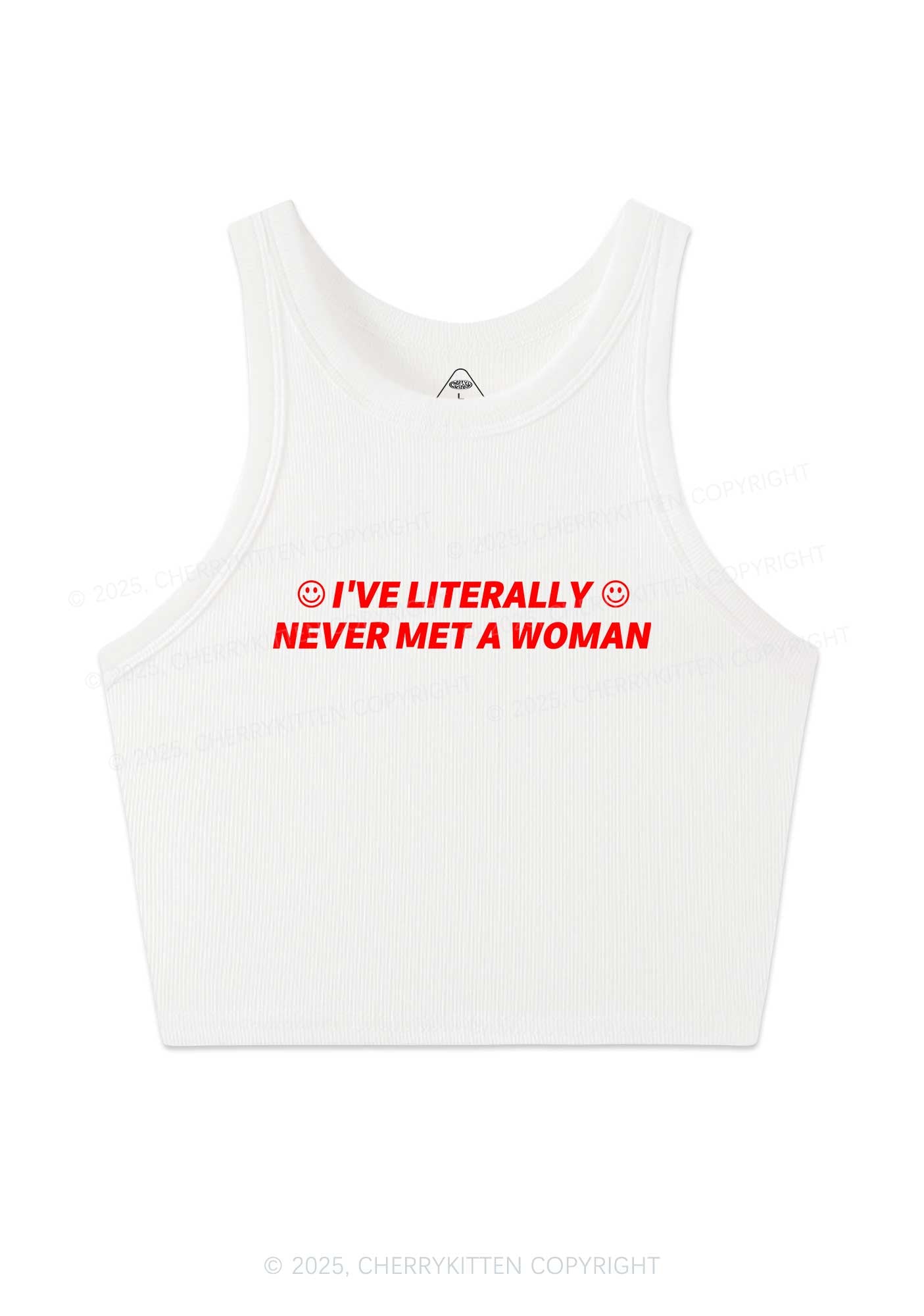 Never Met Woman Pride Y2K Crop Tank Top Cherrykitten