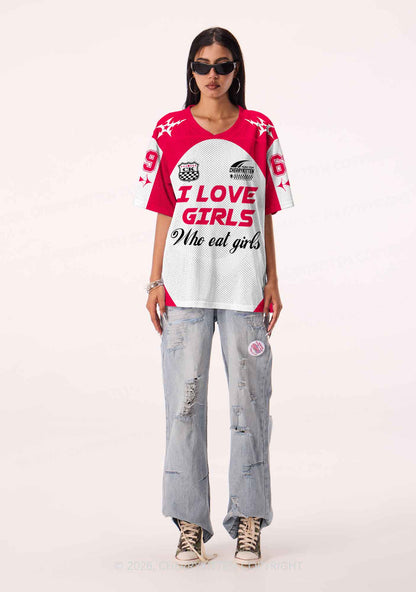I Love Girls Who Eat Girls Pride Y2K Sport Jersey Shirts Cherrykitten