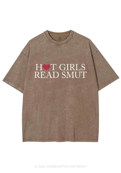 Hot Girls Read Smut Y2K Shirts Washed Tee Cherrykitten