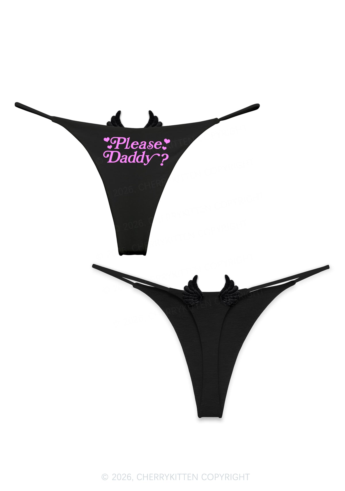 Please Daddy Y2K Goth Angel Wings Bikini String Thong Cherrykitten