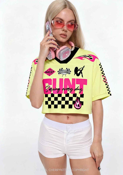 Custom Yellow Cxxt Y2K Crop Sport Jersey Shirts Cherrykitten