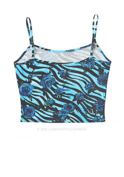 Blue Zebra Roses Y2K Mesh Cami Tank Cherrykitten