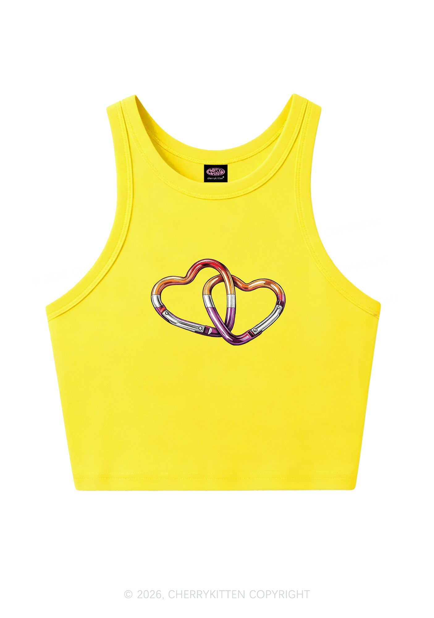 Carabiner Hearts Pride Y2K Crop Tank Top Cherrykitten