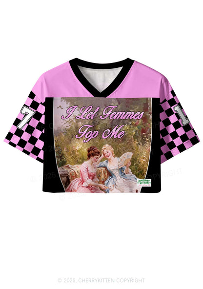 I Let Femmes Top Me Picnic Girls Pride Y2K Crop Sport Jersey Shirts Cherrykitten