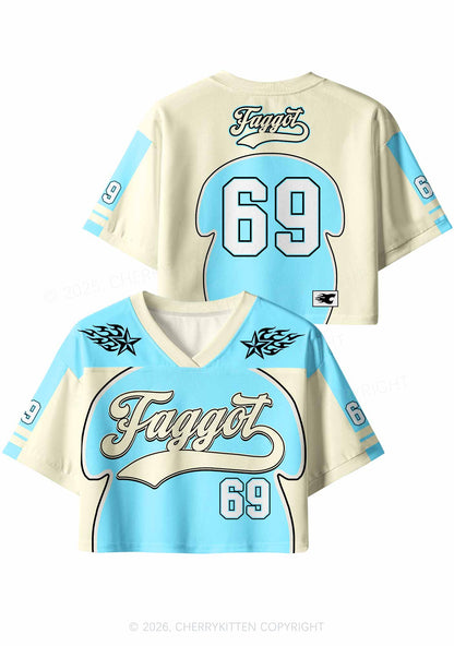 Light Blue Faggot Pride Y2K Crop Sport Jersey Shirts Cherrykitten