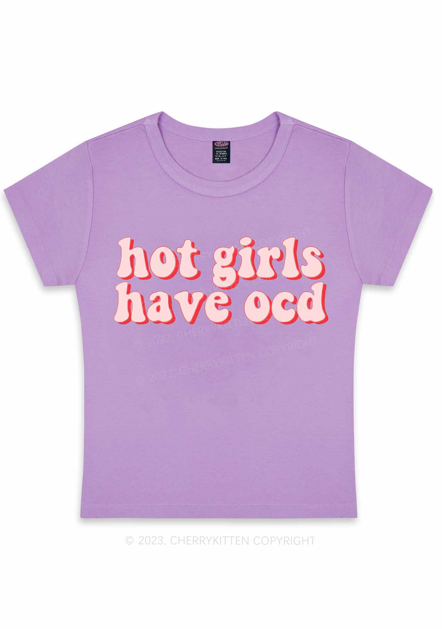 Hot Girls Have OCD Y2K Baby Tee Cherrykitten