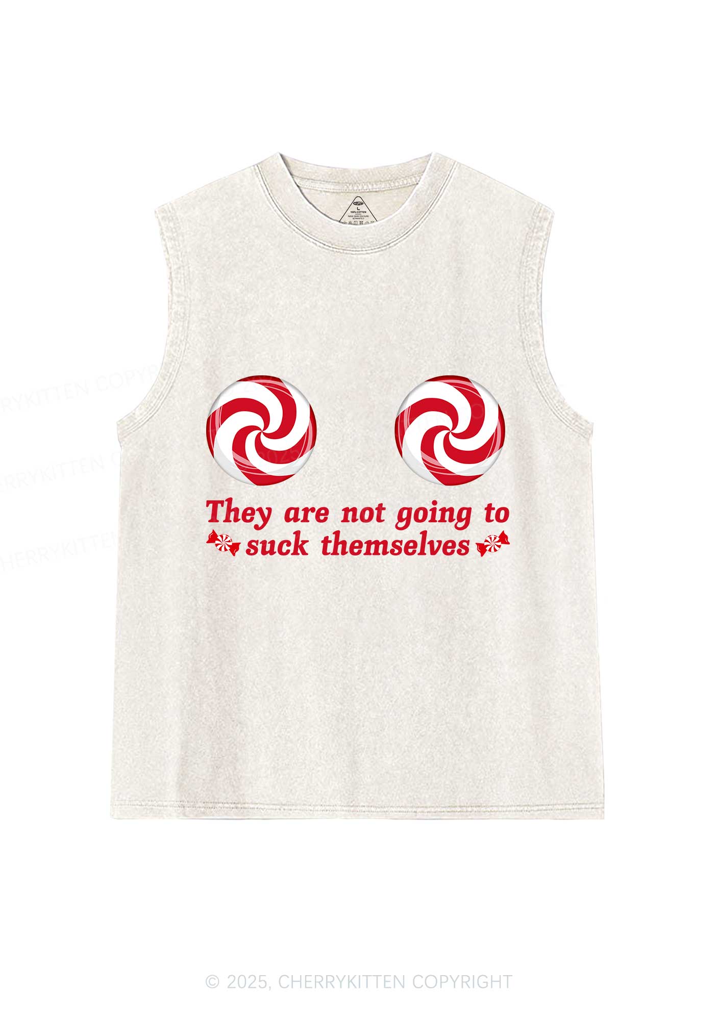 Christmas Suxk Themselves Y2K Washed Muscle Tank Cherrykitten