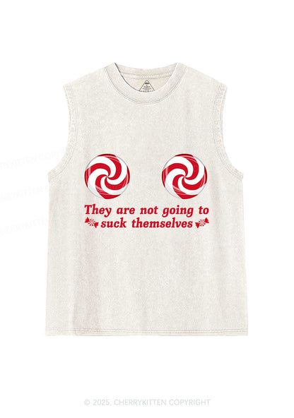 Christmas Suxk Themselves Y2K Washed Muscle Tank Cherrykitten