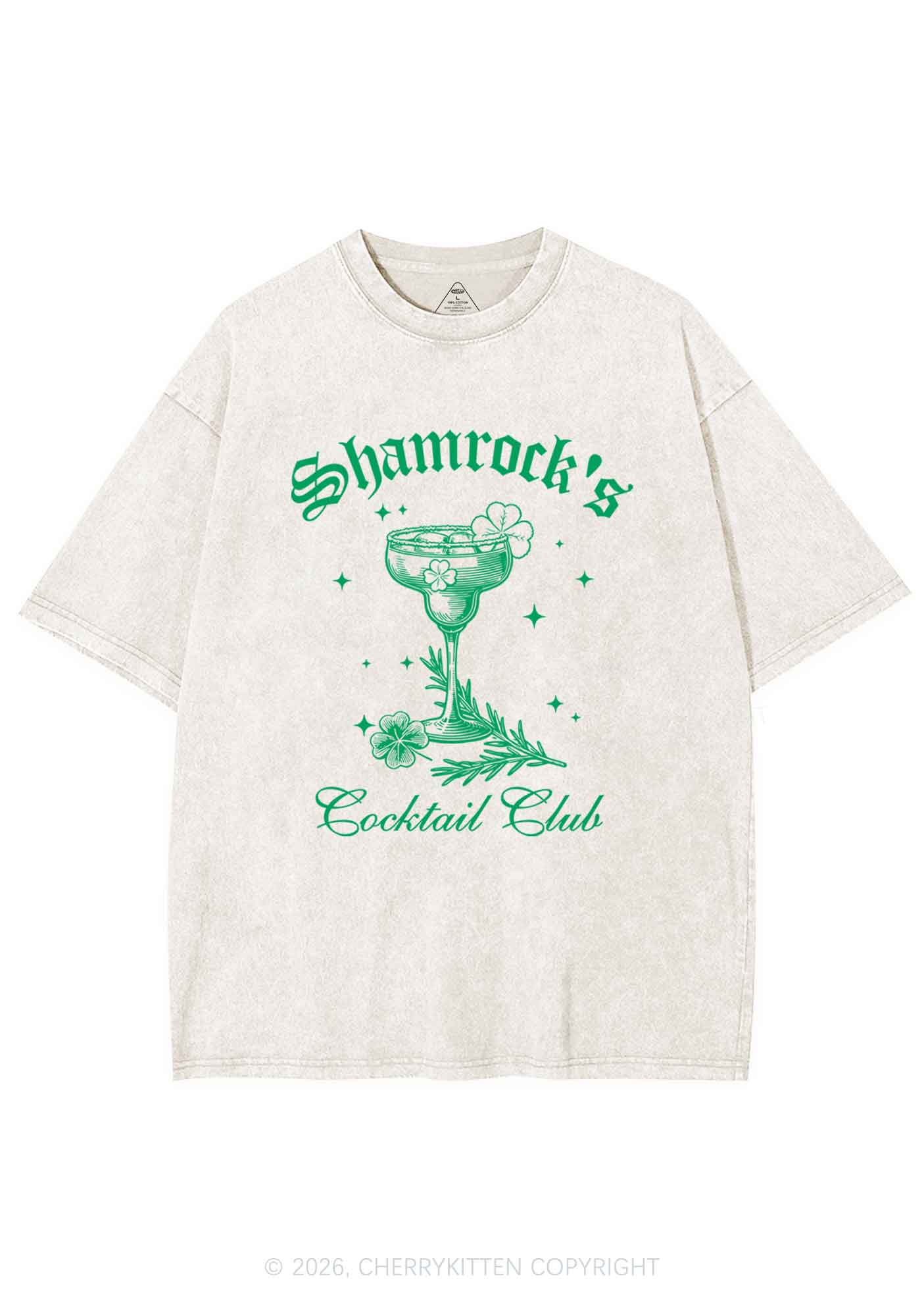 Shamrocks Coctail Club St Patricks Y2K Shirts Washed Tee Cherrykitten