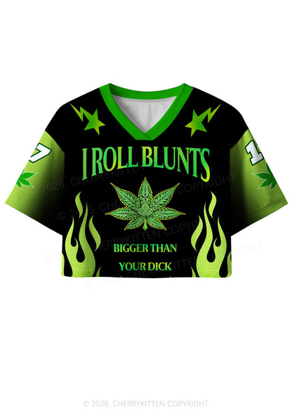 I Roll Blunts Y2K Crop Sport Jersey Shirts Cherrykitten