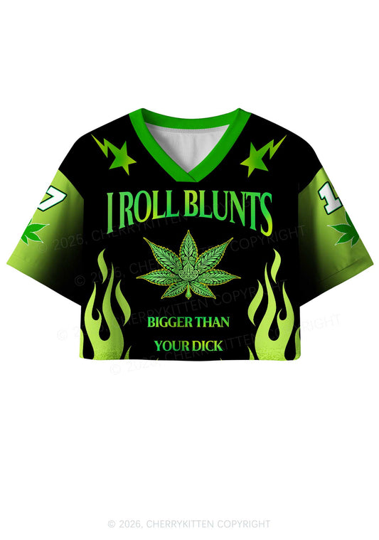 I Roll Blunts Y2K Crop Sport Jersey Shirts Cherrykitten