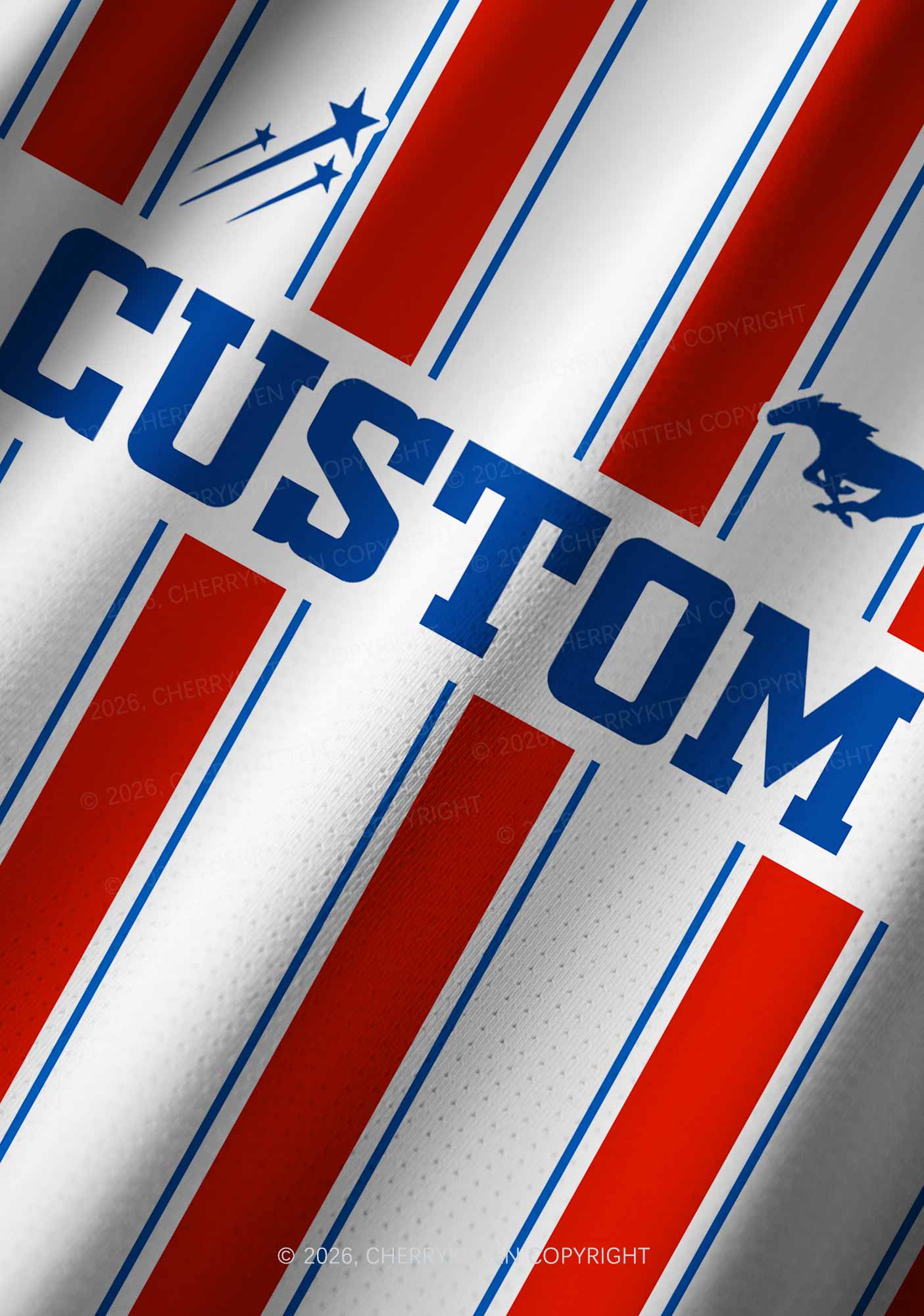 Custom Text Red White Stripes Y2K Football Jersey Shirts Cherrykitten